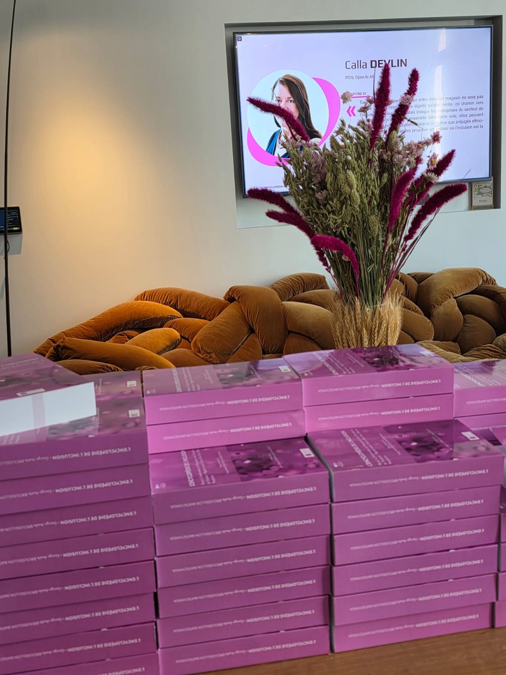 Exemplaires de L’Encyclopédie de l’Inclusion présentés lors du lancement à Paris.